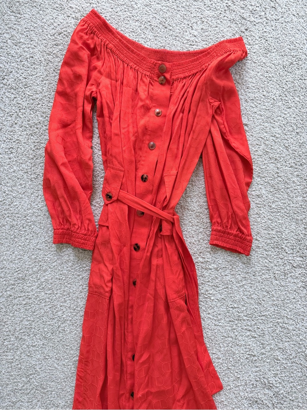 Twin-Set Red Off-Shoulder Maxi Dress